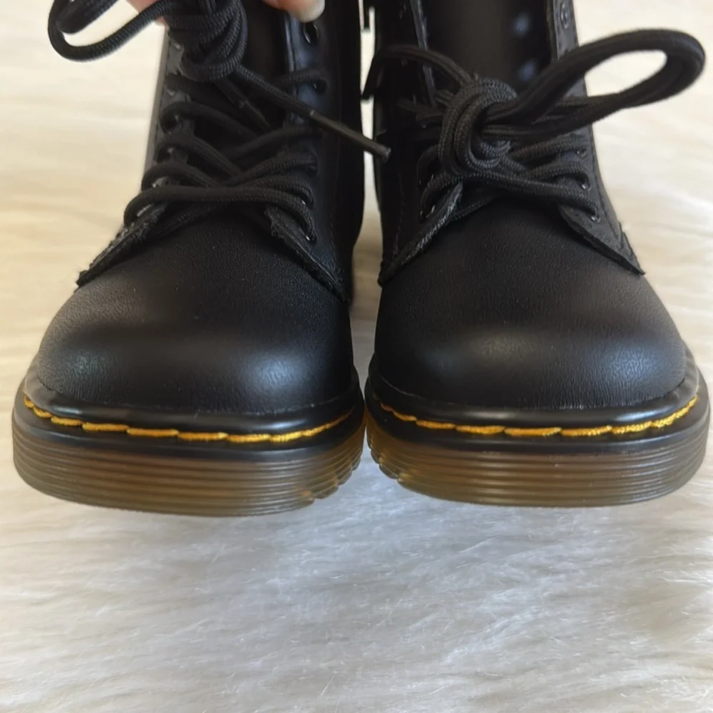 Dr Martens Toddler 1460T Softy T Black Leather Lace-Up Boots Size 7